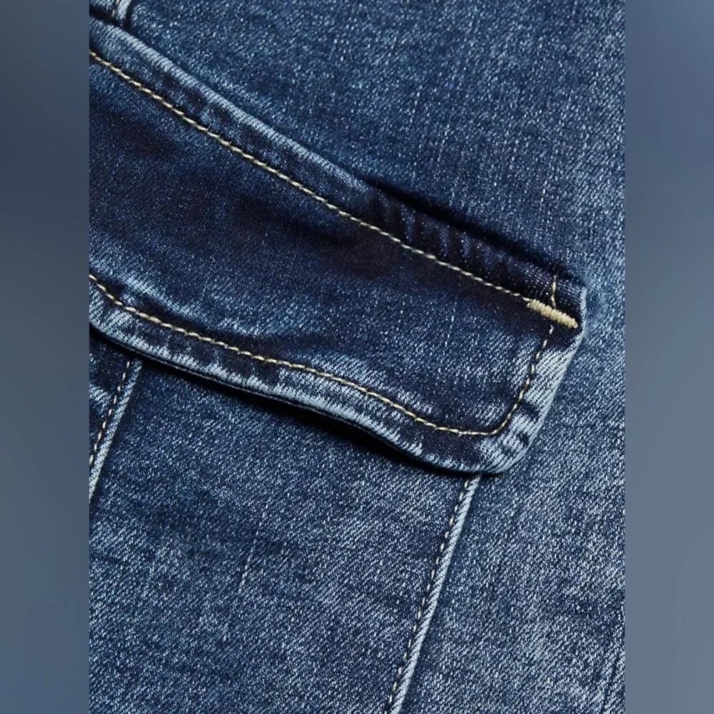 L'AGENCE Women's Skinny Cargo Jeans in Mid Blue Denim - Picture 4 of 6